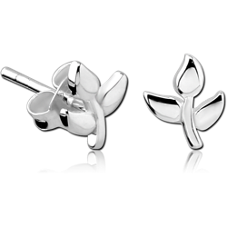 STERLING 925 SILVER EAR STUDS PAIR - LEAF
