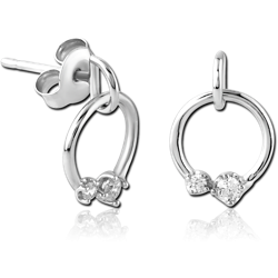 STERLING 925 SILVER JEWELED EAR STUDS PAIR