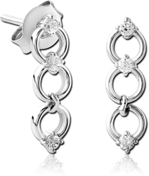 STERLING 925 SILVER JEWELED EAR STUDS PAIR