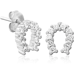 STERLING 925 SILVER JEWELED EAR STUDS PAIR