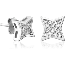 STERLING 925 SILVER JEWELED EAR STUDS PAIR