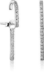 STERLING 925 SILVER JEWELED BACK EARRINGS WITH STUDS PAIR