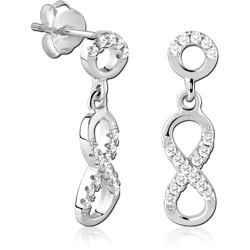 STERLING 925 SILVER JEWELED EAR STUDS PAIR - DANLING INFINITY