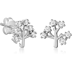 STERLING 925 SILVER JEWELED EAR STUDS PAIR