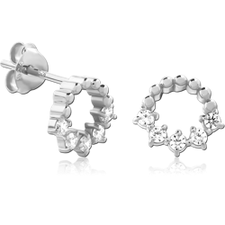 STERLING 925 SILVER JEWELED EAR STUDS PAIR