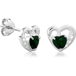STERLING 925 SILVER JEWELED EAR STUDS PAIR