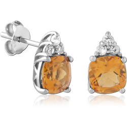 STERLING 925 SILVER JEWELED EAR STUDS PAIR