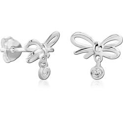 STERLING 925 SILVER JEWELED EAR STUDS PAIR