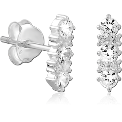 STERLING 925 SILVER JEWELED EAR STUDS PAIR