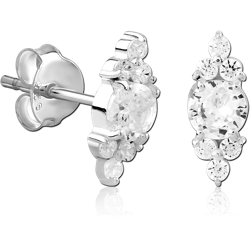 STERLING 925 SILVER JEWELED EAR STUDS PAIR