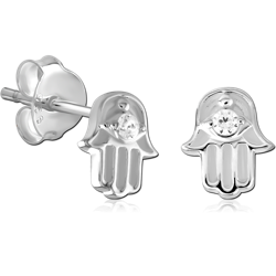 STERLING 925 SILVER JEWELED EAR STUDS PAIR