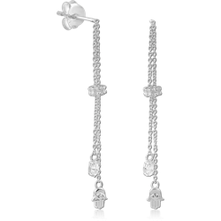 STERLING 925 SILVER JEWELED EAR STUDS PAIR