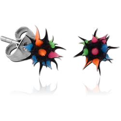 PAIR OF SOFT SILICONE SPIKEY BALL EAR STUDS