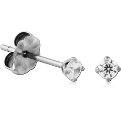 PAIR OF TITANIUM ALLOY ROUND PRONG SET JEWELED EAR STUDS