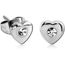 STERILE SURGICAL STEEL GRADE 316L EAR STUDS PAIR - HEART