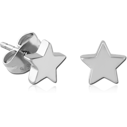 STERILE SURGICAL STEEL GRADE 316L EAR STUDS PAIR - STAR