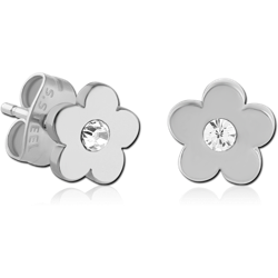 STERILE SURGICAL STEEL GRADE 316L EAR STUDS PAIR - FLOWER