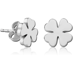 STERILE SURGICAL STEEL GRADE 316L EAR STUDS PAIR - SHAMROCK