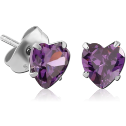 SURGICAL STEEL GRADE 316L ROUND PRONG SET JEWELED EAR STUDS PAIR