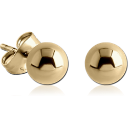 ZIRCON GOLD PVD COATED SURGICAL STEEL GRADE 316L BALL EAR STUDS