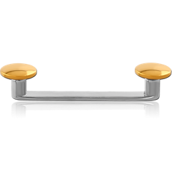 FLAT INTERNALLY THREADED TITANIUM ALLOY SURFACE BARBELL WITH GOLD PVD COATED TITANIUM ALLOY DISC