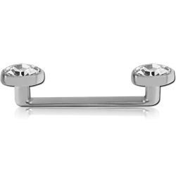 STERILE FLAT INTERNALLY THREADED TITANIUM ALLOY LONG SURFACE BARBELL WITH FLAT JEWELED DISCS