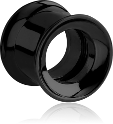 BLACK PVD COATED STAINLESS STEEL GRADE 304 DOUBLE FLARED INTERNALLY THREADED TUNNEL