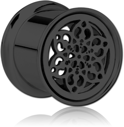 BLACK PVD COATED STAINLESS STEEL GRADE 304 DOUBLE FLARED INTERNALLY THREADED TUNNEL - FLOWER