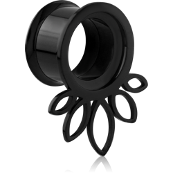 BLACK PVD COATED STAINLESS STEEL GRADE 304 DOUBLE FLARED INTERNALLY THREADED TUNNEL - FLOWER
