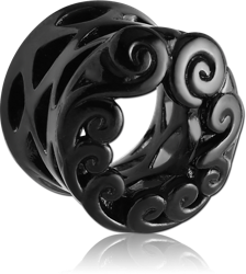 BLACK PVD COATED SURGICAL STEEL GRADE 316L HOLLOW DOUBLE FLARED PLUG