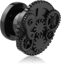 BLACK PVD COATED STAINLESS STEEL GRADE 304 THREADED TUNNEL WITH SURGICAL STEEL TOP