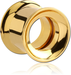 GOLD PVD COATED STAINLESS STEEL GRADE 304 INTERNALLY THREADED DOUBLE FLARED TUNNEL