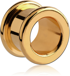 GOLD PVD COATED STAINLESS STEEL GRADE 304 ROUND-EDGE THREADED TUNNEL