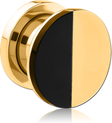 GOLD PVD COATED STAINLESS STEEL GRADE 304 THREADED TUNNEL WITH SURGICAL STEEL TOP