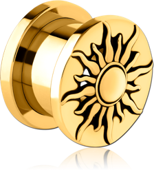 GOLD PVD COATED STAINLESS STEEL GRADE 304 THREADED TUNNEL WITH SURGICAL STEEL TOP