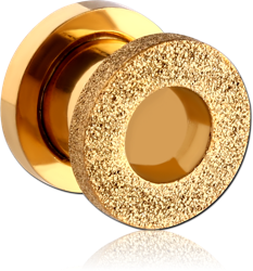 GOLD PVD COATED SURGICAL STEEL GRADE 316L FROSTED THREADED TUNNEL