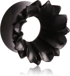 ORGANIC HORN CARVED FLOWER DOUBLE FLARED TUNNEL