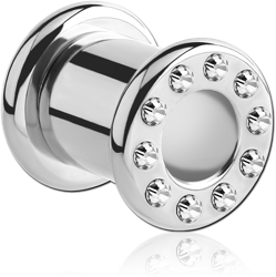 STAINLESS STEEL GRADE 304 JEWELED ROUND-EDGE THREADED TUNNEL