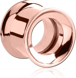 ROSE GOLD PVD COATED STAINLESS STEEL GRADE 304 DOUBLE FLARED INTERNALLY THREADED TUNNEL