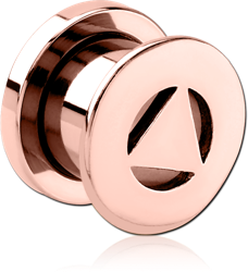 ROSE GOLD PVD COATED SURGICAL STEEL GRADE 316L THREADED TUNNEL - TRIANGLE