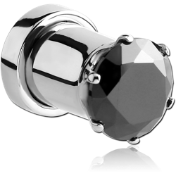 SURGICAL STEEL GRADE 316L PRONG SET JEWELED THREADED TUNNEL