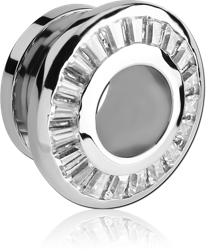 SURGICAL STEEL GRADE 316L JEWELED ROUND-EDGE THREADED TUNNEL