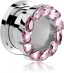 SURGICAL STEEL GRADE 316L TEARDROP JEWELED THREADED TUNNEL