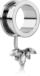 STAINLESS STEEL THREADED TUNNEL WITH SURGICAL STEEL GRADE 316L JEWELED TOP