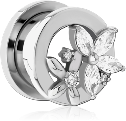 STAINLESS STEEL GRADE 304THREADED TUNNEL WITH SURGICAL STEEL JEWELED TOP