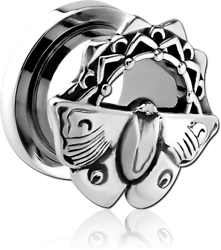 SURGICAL STEEL GRADE 316L THREADED TUNNEL - MOTH FILIGREE