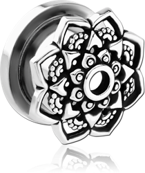 SURGICAL STEEL GRADE 316L THREADED TUNNEL - FLOWER FILIGREE