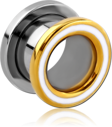 STAINLESS STEEL THREADED TUNNEL WITH TWO TONE SURGICAL STEEL GRADE 316L TOP