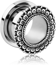 SURGICAL STEEL GRADE 316L THREADED TUNNEL - FLOWER FILIGREE