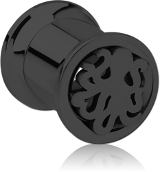 STERILE BLACK PVD COATED STAINLESS STEEL GRADE 304 DOUBLE FLARED INTERNALLY CUT OUT THREADED TUNNEL - SQUID